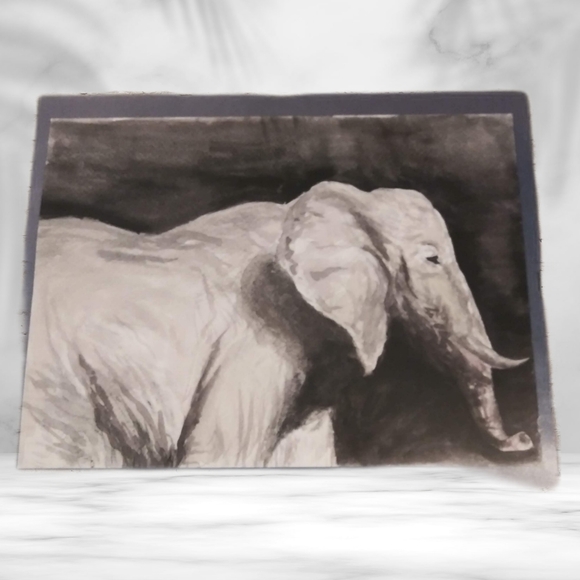 Original Watercolor Painting Elephant Wall Art Watercolors - Picture 2 of 13